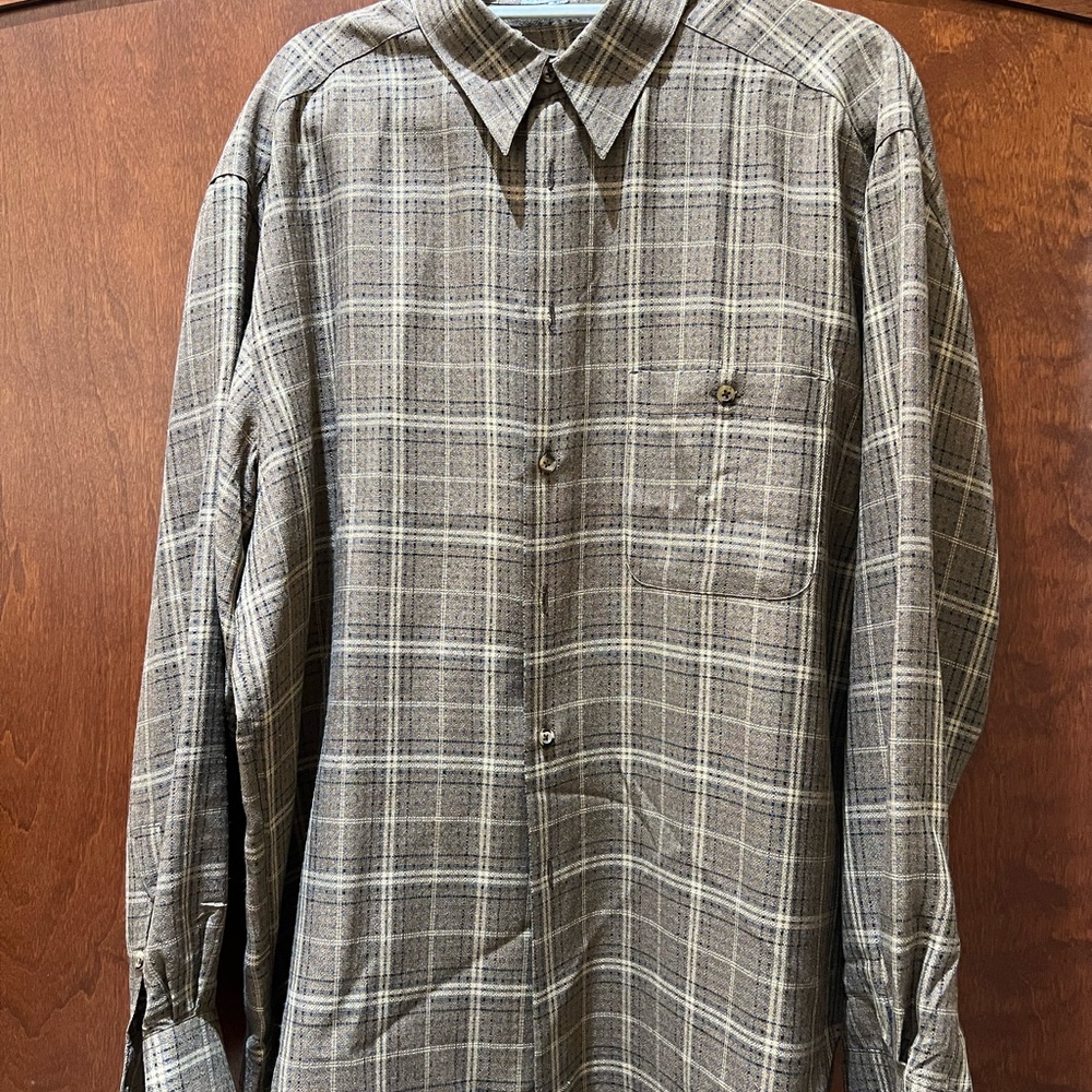 Zanella Men's Brown Checkered Button Down Shirt